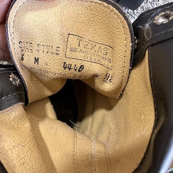 Vintage TEXAS ALL AMERICAN Made Kiltie Roper Boots Black Leather Womens 6 New - Picture 7 of 7